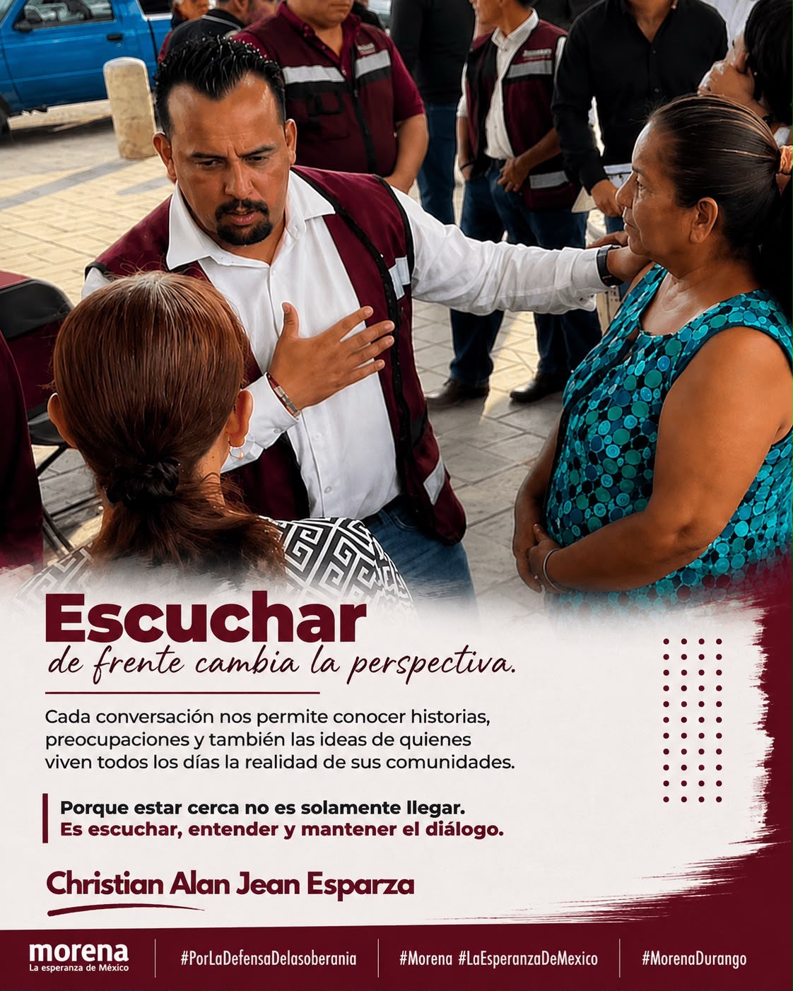 Cartel: Escuchar de frente cambia la perspectiva.